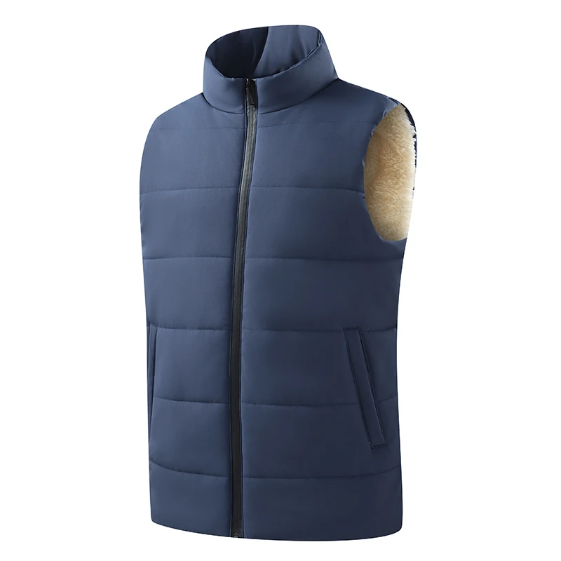 

Stand Collar Warm Vest Men Windproof Autumn Outdoor Sports Windproof Sleeveless Top Men New Style with Thick Velvet Vest Jacket