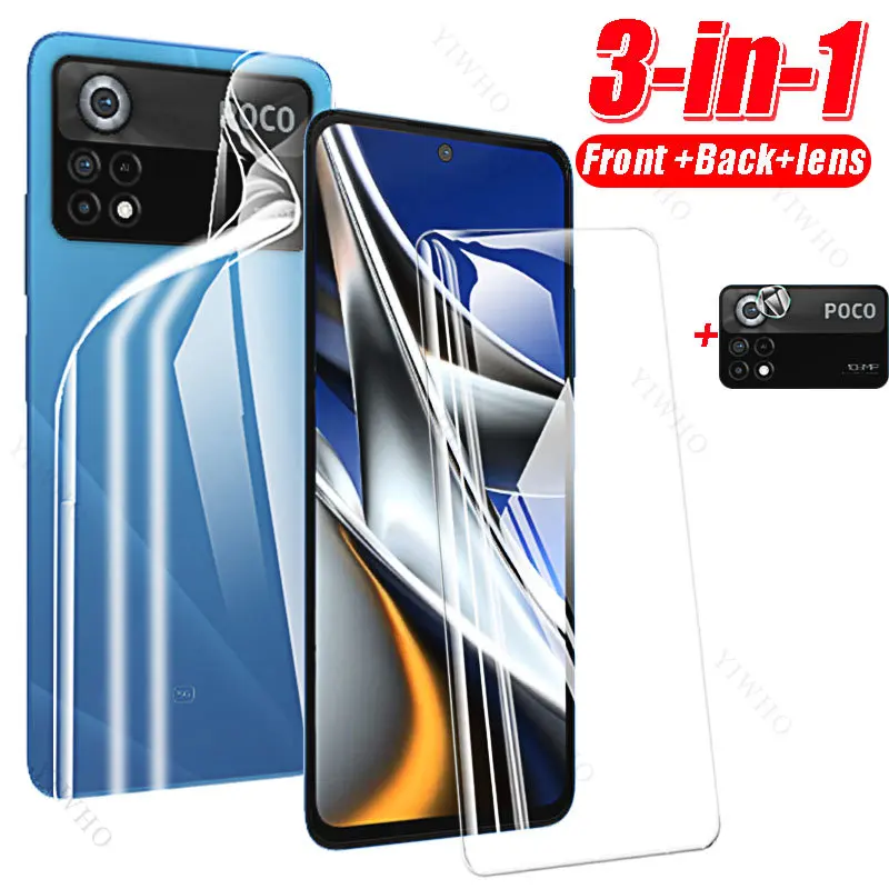 (에서 선박 us) Poco X4 Pro 5G 샤오미 용 하이드로 겔 필름 Poco M5s M5 M4 M3 X3 F4 F3 C40 Pro 5G NFC GT 백 필름 카메라 렌즈 보호