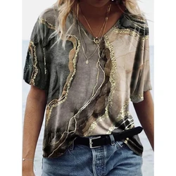 Summer 3D Fashion Printed Women's T-shirt Harajuku Street Plus Size Women's Shirt Casual V-neck Women's Top T-shirt Clothing