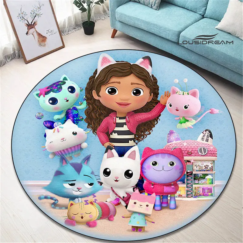 Gabby's dollhouse cute cartoon round carpet fashion yoga cushion living room bedroom beautiful carpet birthday gift