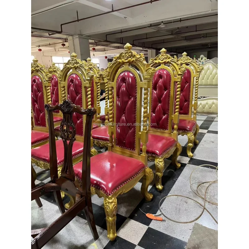 custom.Royal Event Luxury Chesterfield Wood Sofa White and Gold Throne Chair Wedding Living Room Hotels Halls Apartments
