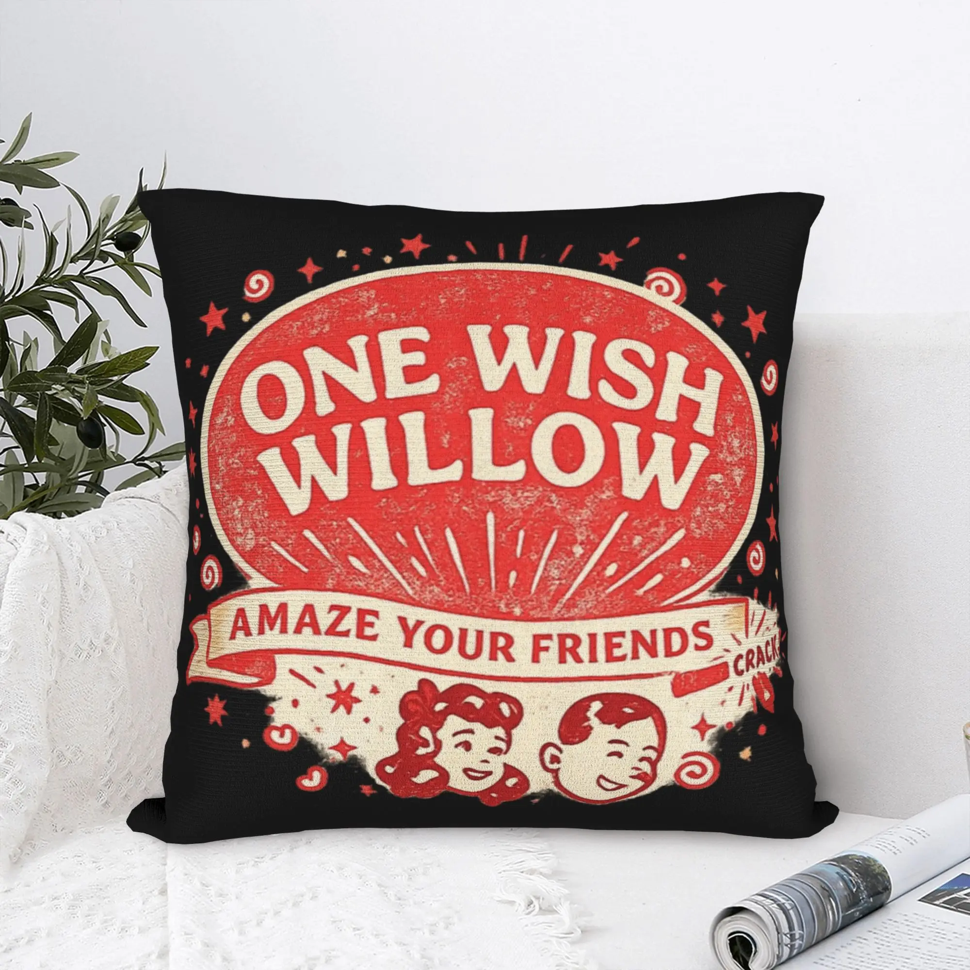 Housse de coussin imprimée One Wish Willow Obsessions 2026, thème film d'horreur, en polyester, avec fermeture éclair, pour la maison, idée cadeau