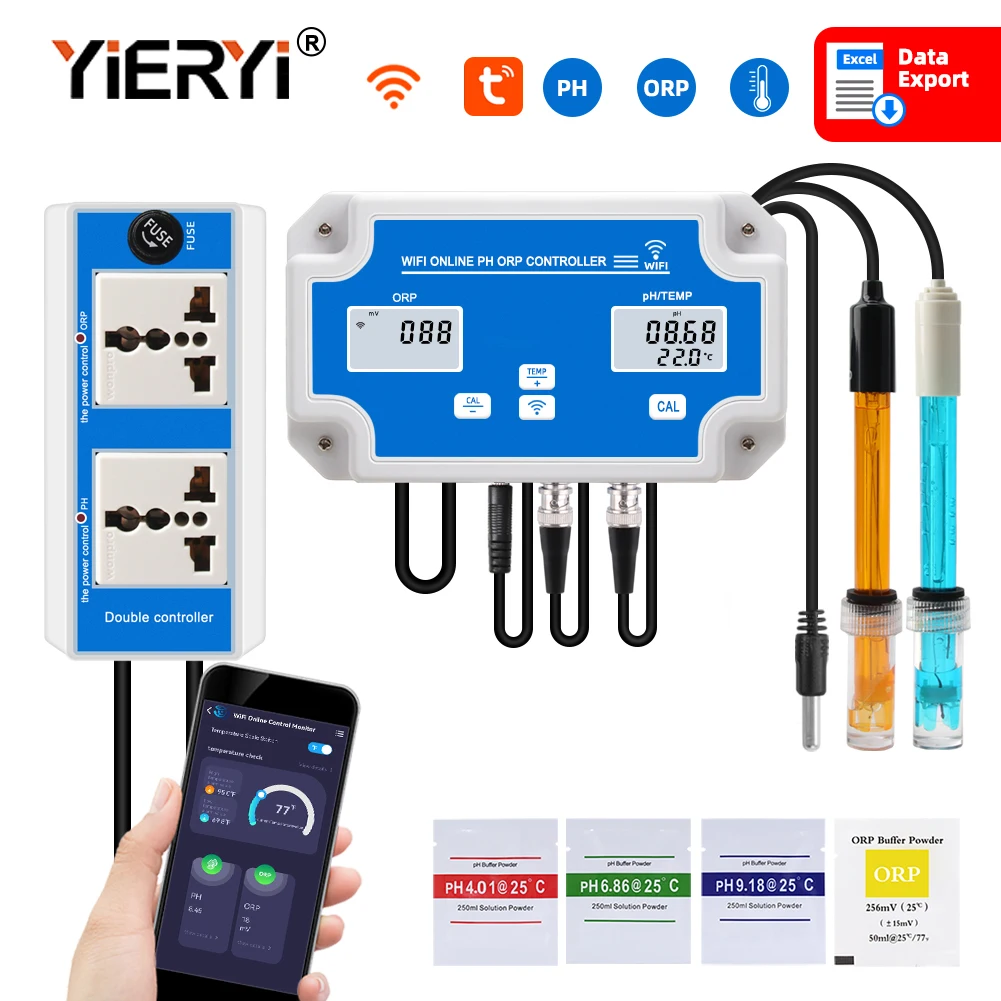 Inteligente Medidor em Linha ph Orp Temp Qualidade da Água do Aquário Tester Monitor Controlador para Piscina Spa Soilless Cultivo wi fi