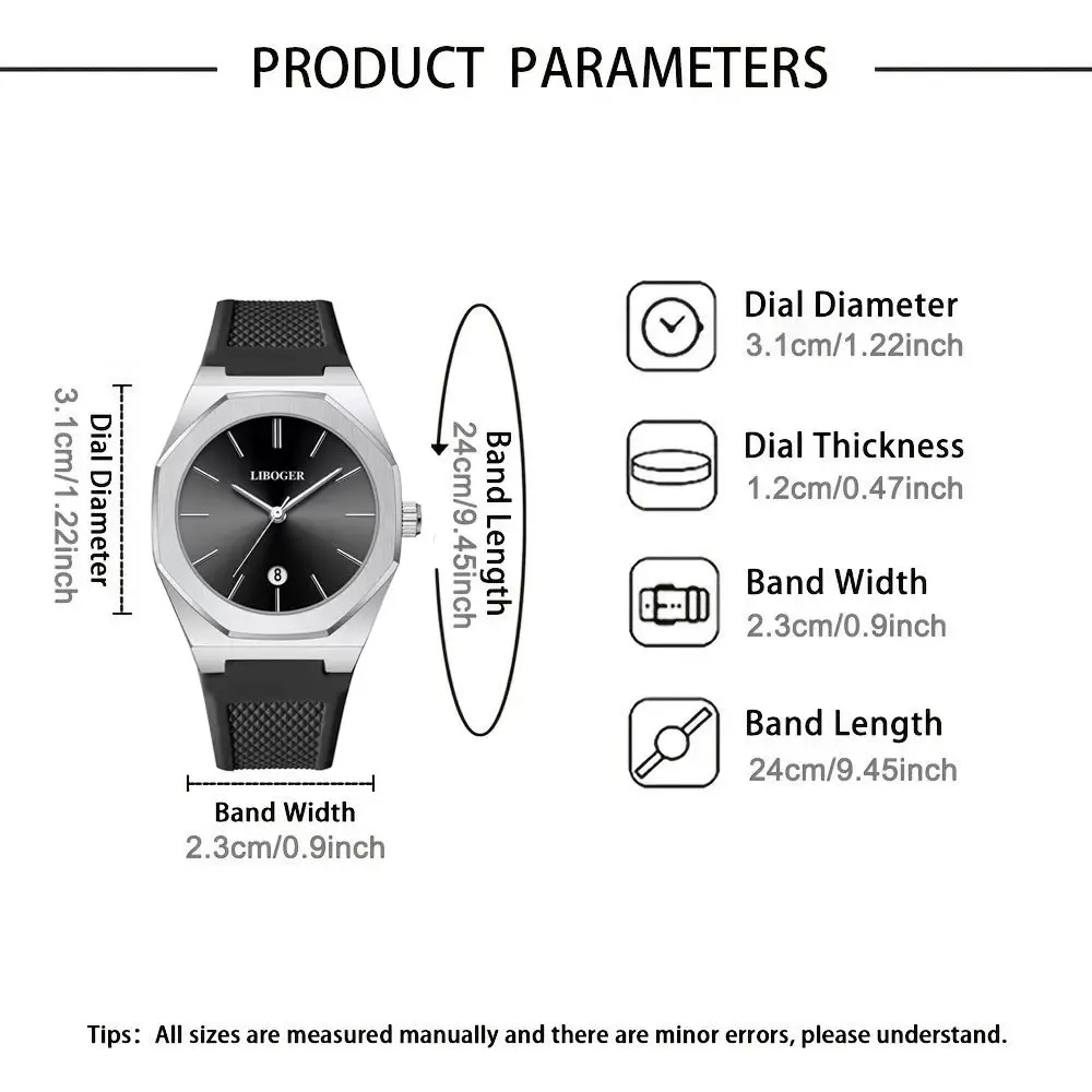 4-Piece Men's Business Sports Fashion Set, Men's Watch and Bracelet Necklace Set, Suitable for Daily Multifunctional Formal Wear, Birthday/Holiday Gift, Ideal Gift for Back-To-School/Valentine's Day/Christmas/Father's Day
