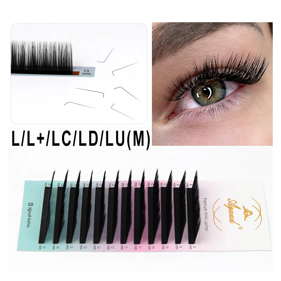 AGUUD L M C D Eyelash Extensions Individual Russian Volume Lash Extension Premium Korean Pbt Matte Black Silk Eyelash Extensions
