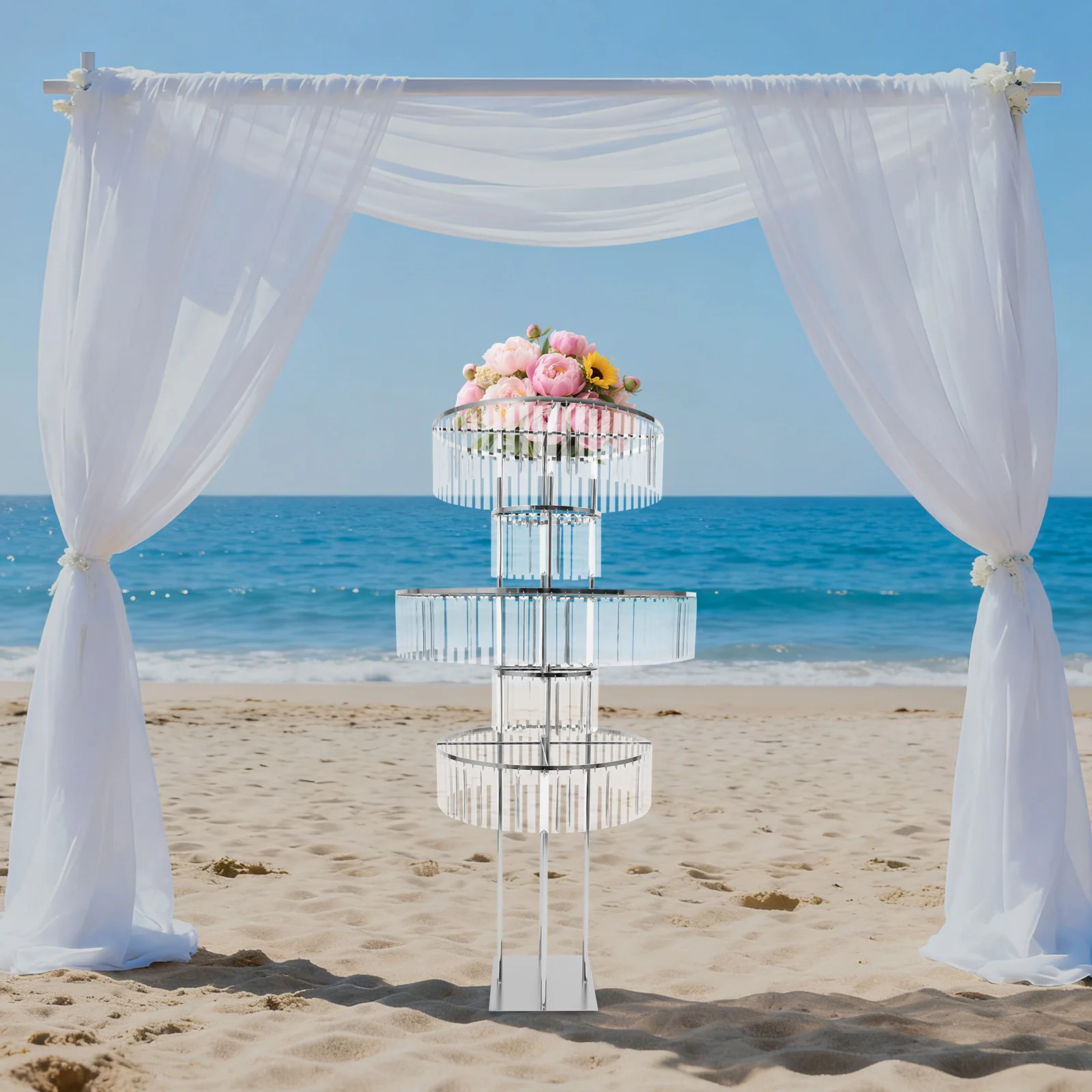 

Large Square Shape Metal Pedestal Stand 22lbs Silver Wedding Flower Stand Wedding Pedestal Stand with Sturdy Base