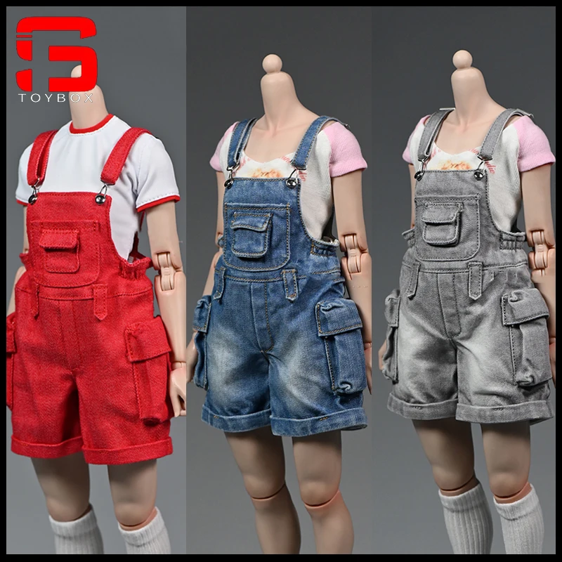 In Stock 1/6 Scale Female Cowboy Workwear Overalls Shorts Clothes Model Fit 12'' Worldbox AT201 Soldier Action Figure Body Dolls