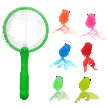 Terno de peixe dourado de borracha macia, rede de banho infantil, brinquedos de mesa de água, piscina para crianças de 1 a 3 a 4 anos, banheira de pouso para bebês