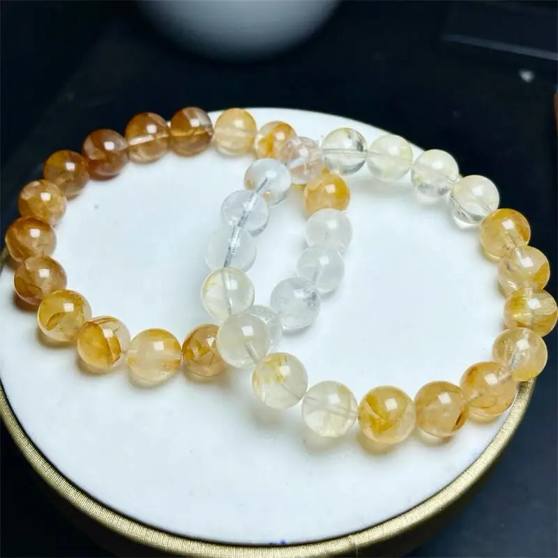 

10MM Natural Gradient Fire Quartz Hematoid Bracelet Fashion Crystal Quartz Gemstone Jewelry Reiki Healing Gift For Women 1pcs
