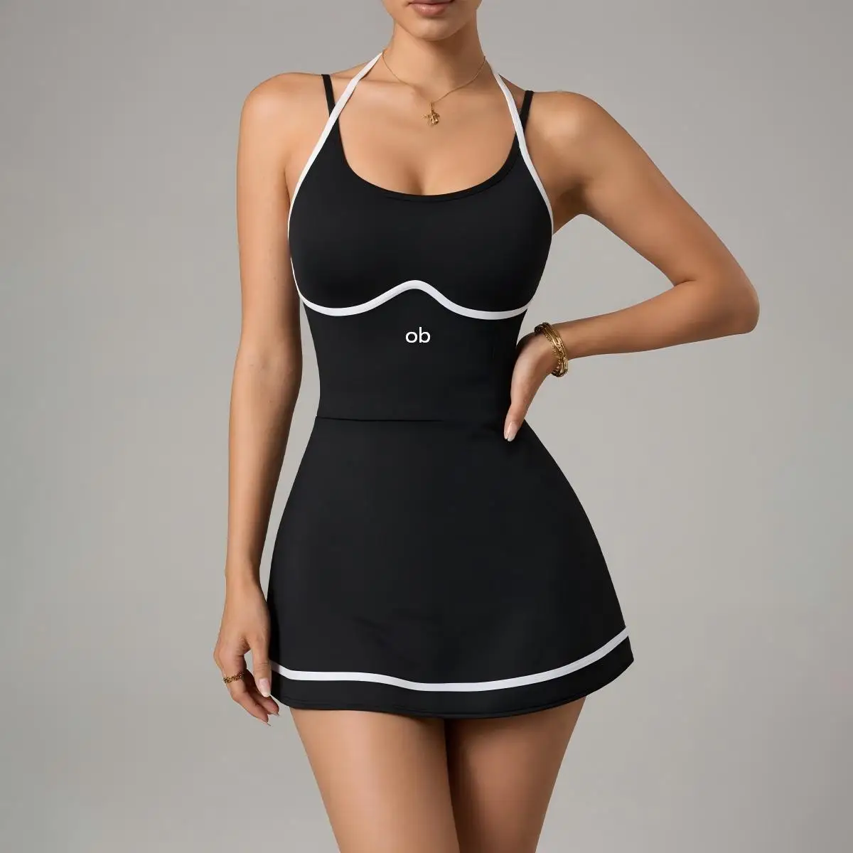 Women's Two-Piece Shoulder Strap Dress, Quick-Dry Breathable Yoga Running Fitness Shorts, Outdoor Skirt and Pants