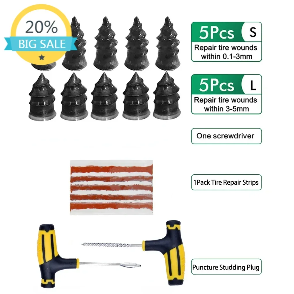 

New Car Tire Repair Tool Kit Rubber Tubeless Tyre Puncture Repair Kit Studding Tool for Bike Motorcycle Tires Repair Set