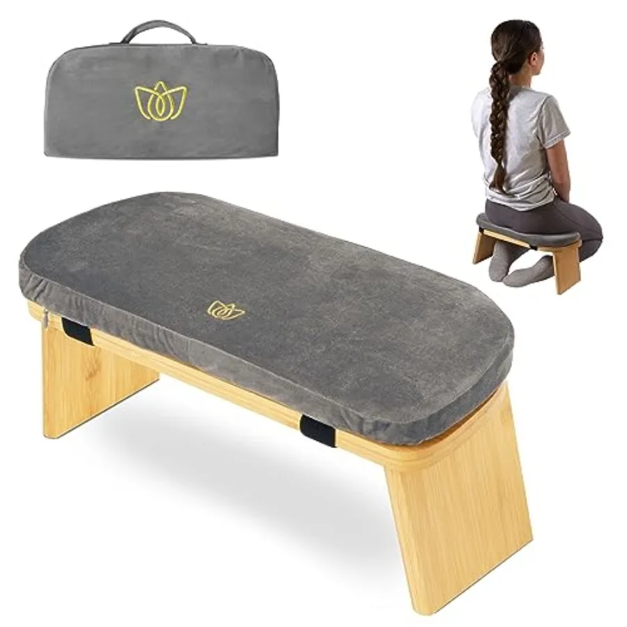 

Folding Bamboo Kneeling Meditation Chair - 18 x 7 x 6 in Portable Kneel-On Bench Foldable Bench for Prayers Stable Meditation S