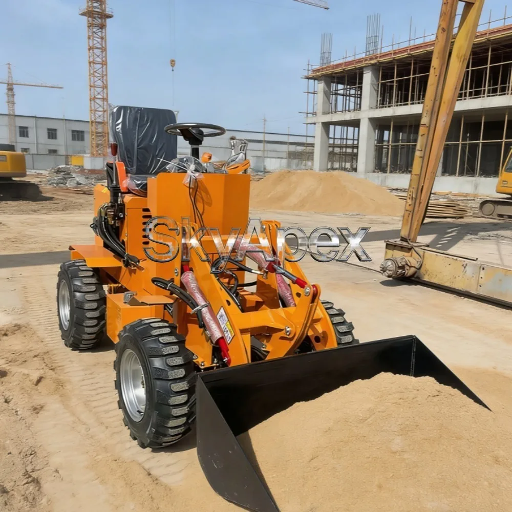 Chargeuse compacte multifonction à petites roues, mini-chargeuse sur pneus diesel, chargeuse frontale à roues diesel pour travaux de jardinage, d'agriculture et de construction