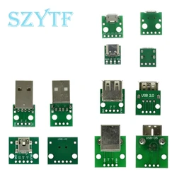 10PCS MICRO MINI5P type-c USB To Dip Female B-type Square Interface Printer Mike PCB Converter Adapter Breakout Board