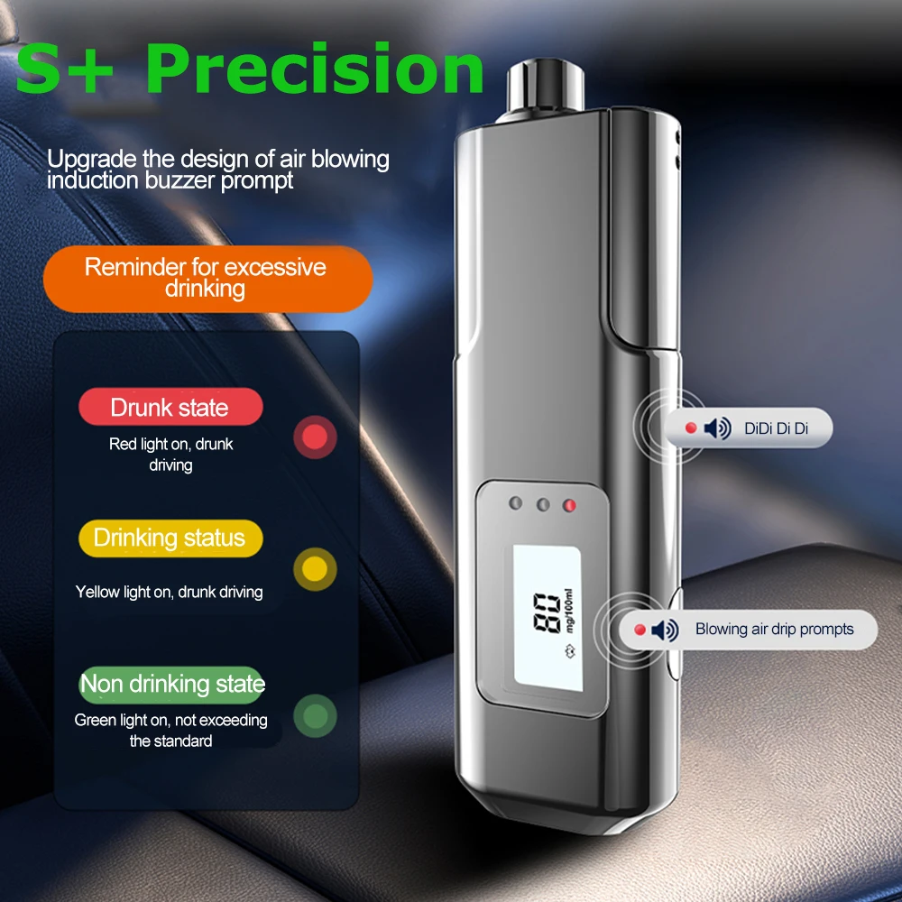 Non-Contact High-Precision Alcohol Tester Portable Alcoholimeter Digital LCD Screen Accuracy Breathalyzer Diagnostic Tool