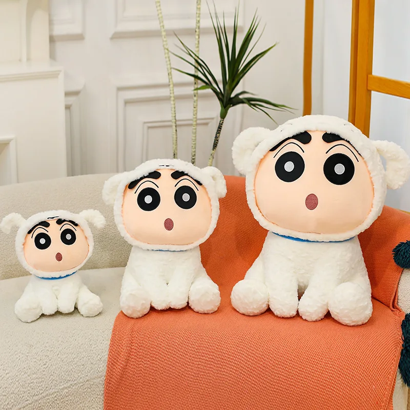 

Kawaii Crayon Shin chan as White Puppy Plush Toy Stuffed Doll for Kids Birthday Xmas Gift Cute Anime Character Soft Toy ornament