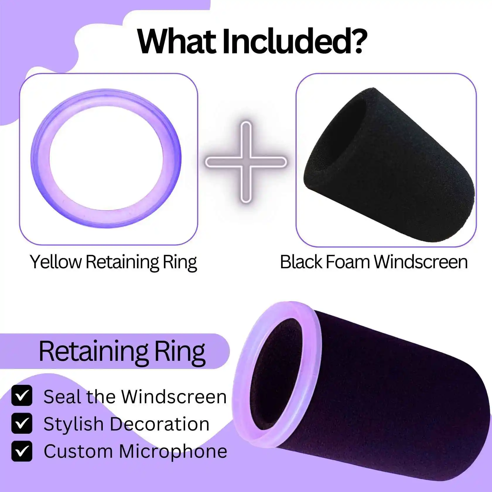 مرشح غطاء ميكروفون SM7 لـ Shure SM7B، زجاج أمامي من الإسفنج عالي الكثافة SM7dB مع حلقة ياقة متوهجة باللون البنفسجي، للبودكاست #5