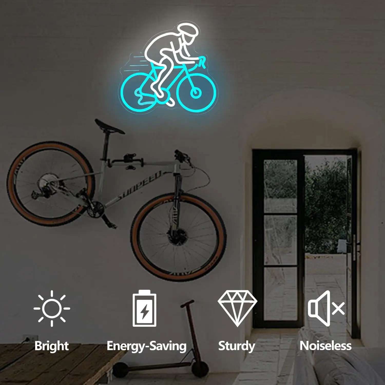 Cyclist Riding Bike Neon Sign - Home Gym Neon Sign review and price