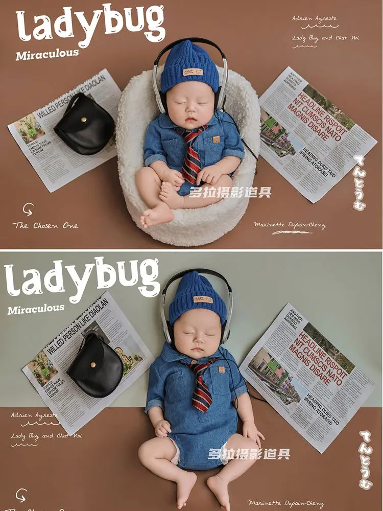 Newborn photography props newborn baby photography clothes studio denim themed background yeni doğan bebek giyim  신생아사진