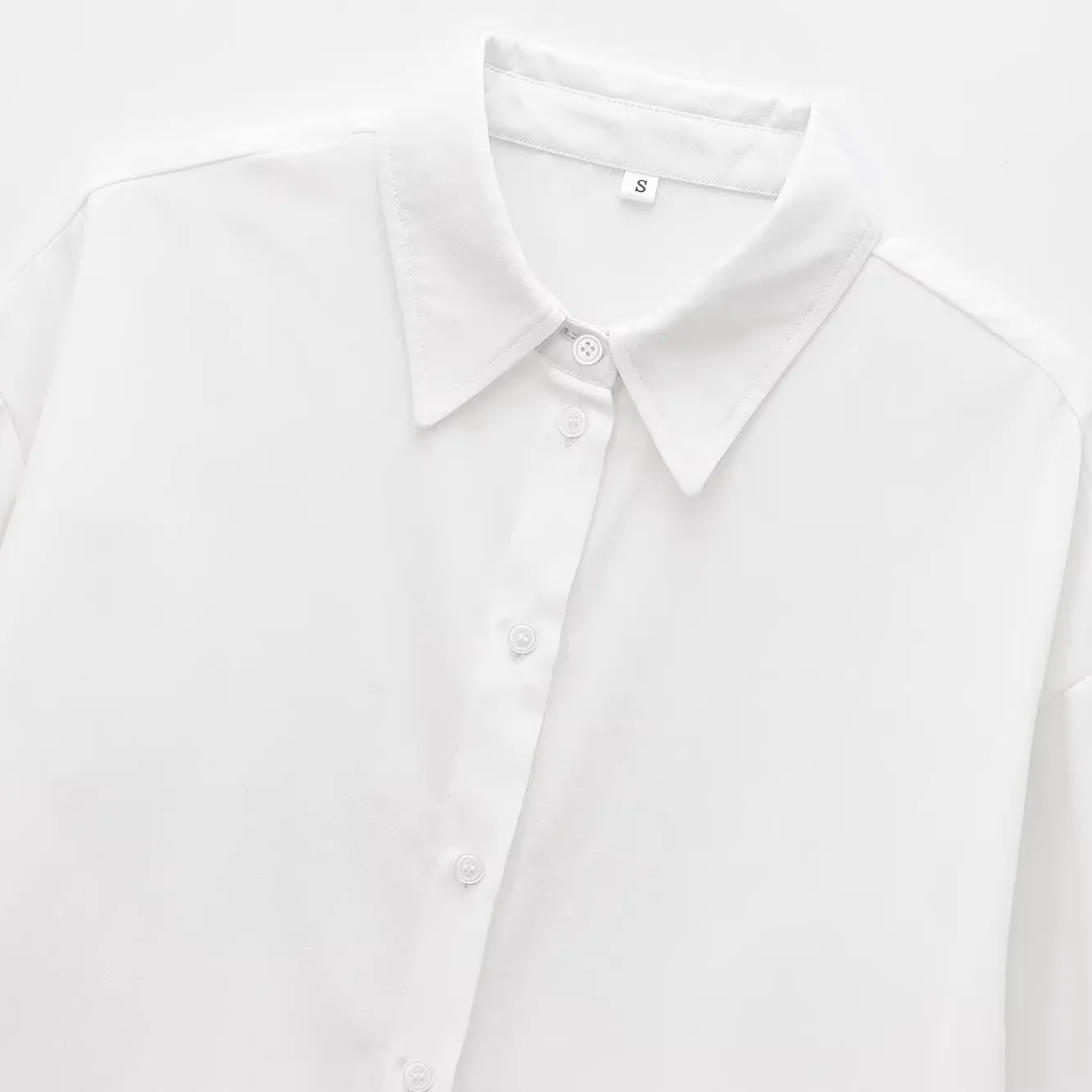 

Faionable Polka Dot irt for Women with Belt Design Polyester Fiber Long Sve Classic Collar ex Color irt