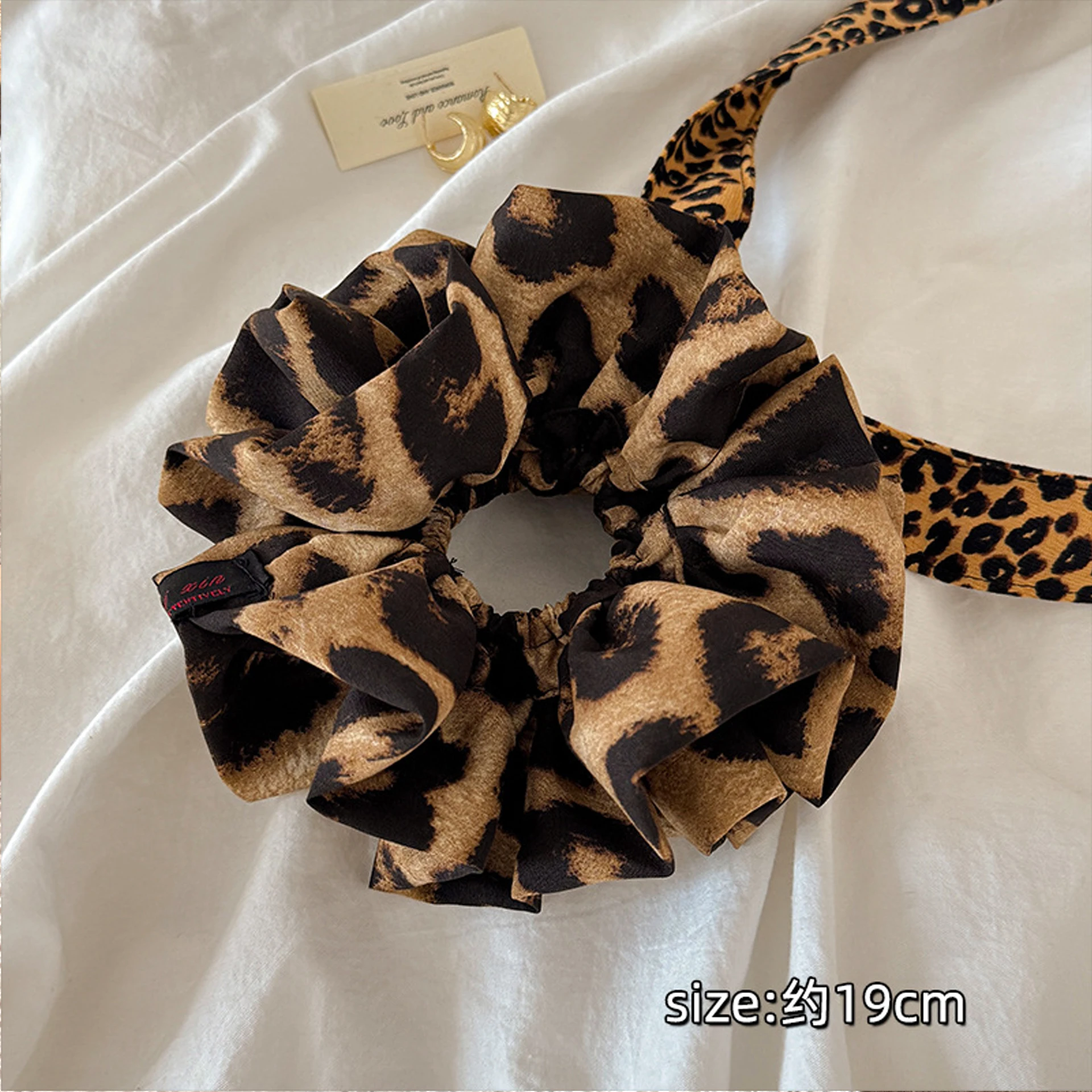 

1 шт. ретро-стильная модная двухслойная резинка для волос с леопардовым принтом, универсальная и высокоэластичная резинка для волос.