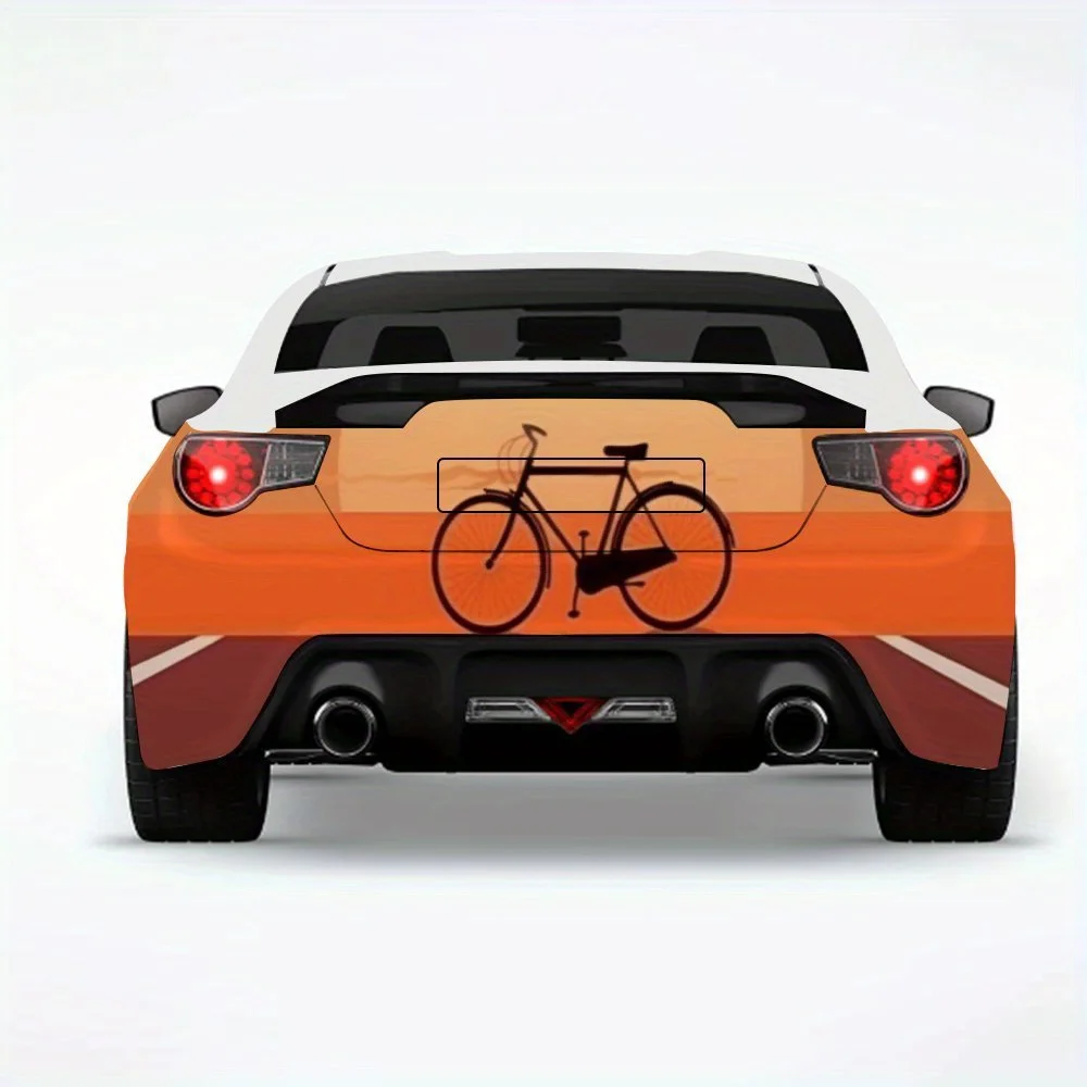 Minimalist Bike Sunset Car StickerVinyl Decal for Car Rear, Waterproof Self-Adhesive Vinyl Stickers for Vehicle Tail & Bumper, D