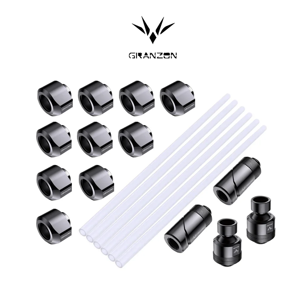 Granzon Fitting Kit / Combo for OD14mm PETG Hard / Frosted Tube / with Rotary Fittings Water Cooling Hand Compression Connector