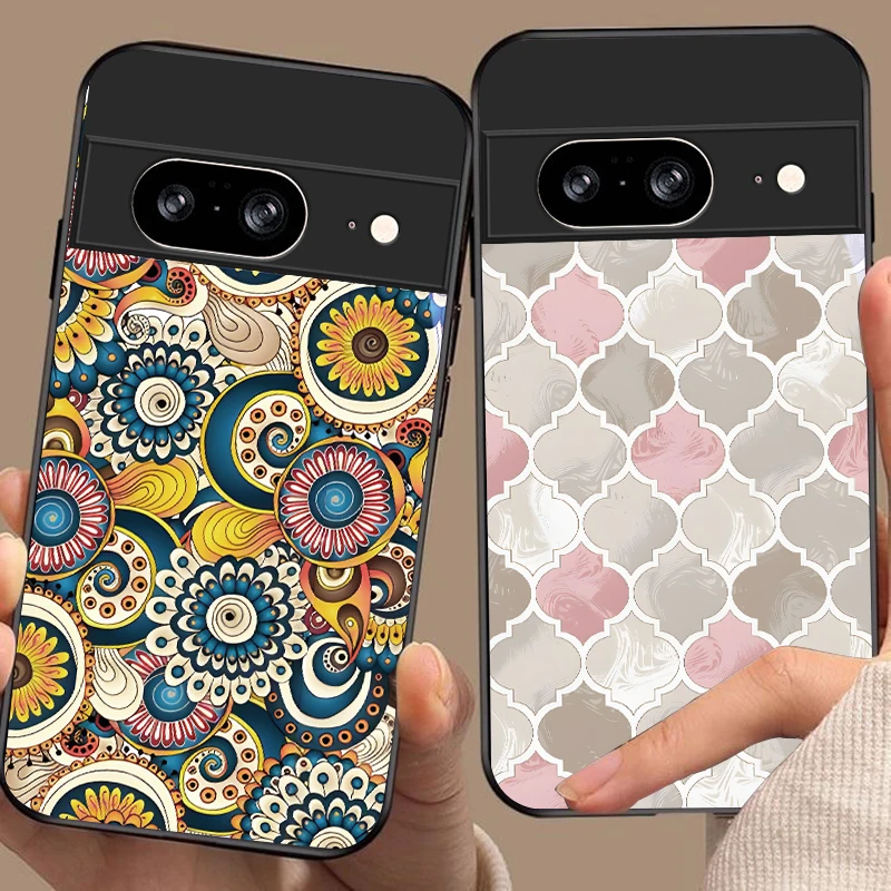 Чехол для телефона из черного стекла с узором мандалы для Google Pixel 10 Pro XL, Pixel 8, 7, 9, 10, Pixel 9 Pro XL, Pixel 8a, 7a, Pixel 7 Pro