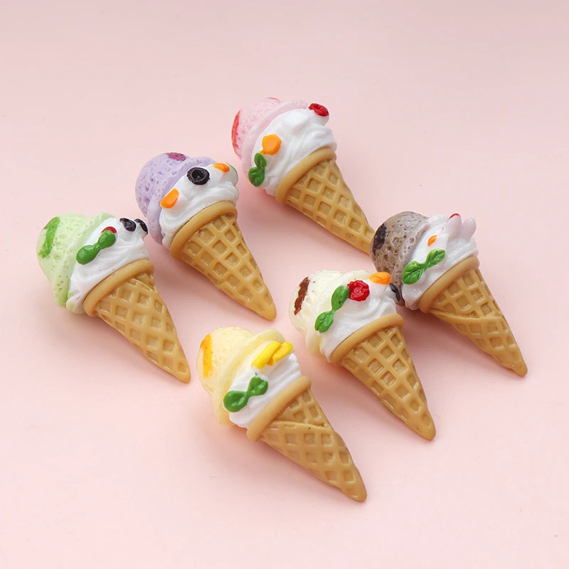 10/100pcs 3D Resin Kawaii Ice Cream Decoration Statue DIY Dollhouse Miniature Items Decor Sculpture Figurine Things Simulation