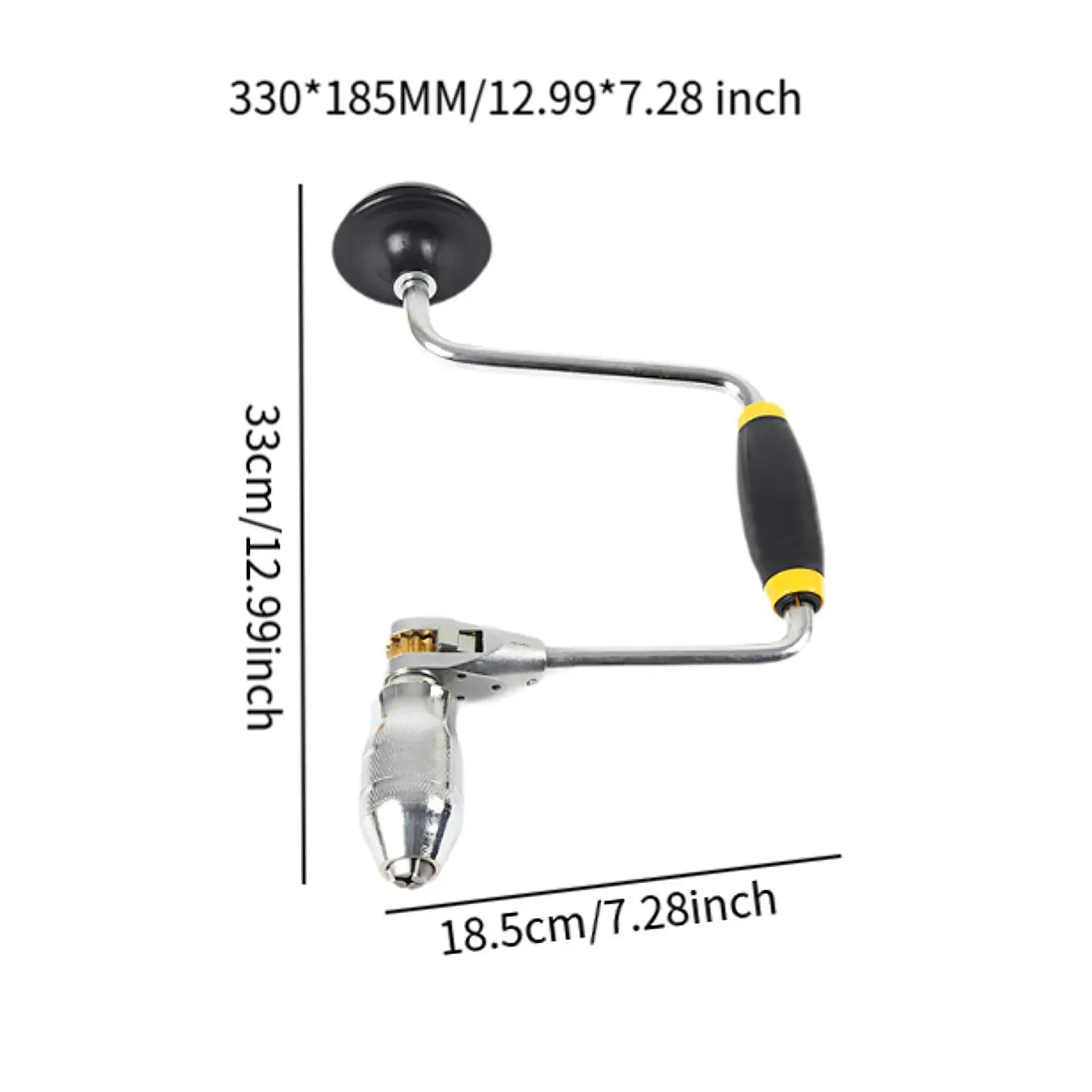 Broca de manivela manual com braço oscilante, mandril de 4 mandíbulas, alça antiderrapante confortável, fácil de usar, ferramenta manual portátil, carpintaria