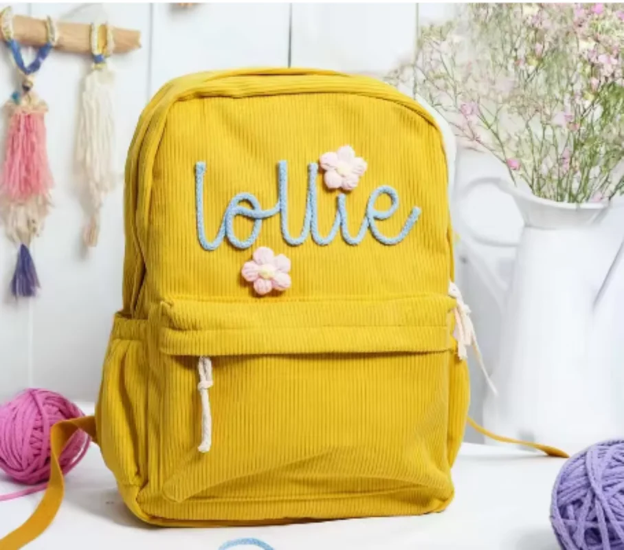 

Personalized Special Backpack Hand-Embroidered 2025 Large Capacity Elastic Bags Both Side Schoolbag Beautiful Flower Decoration