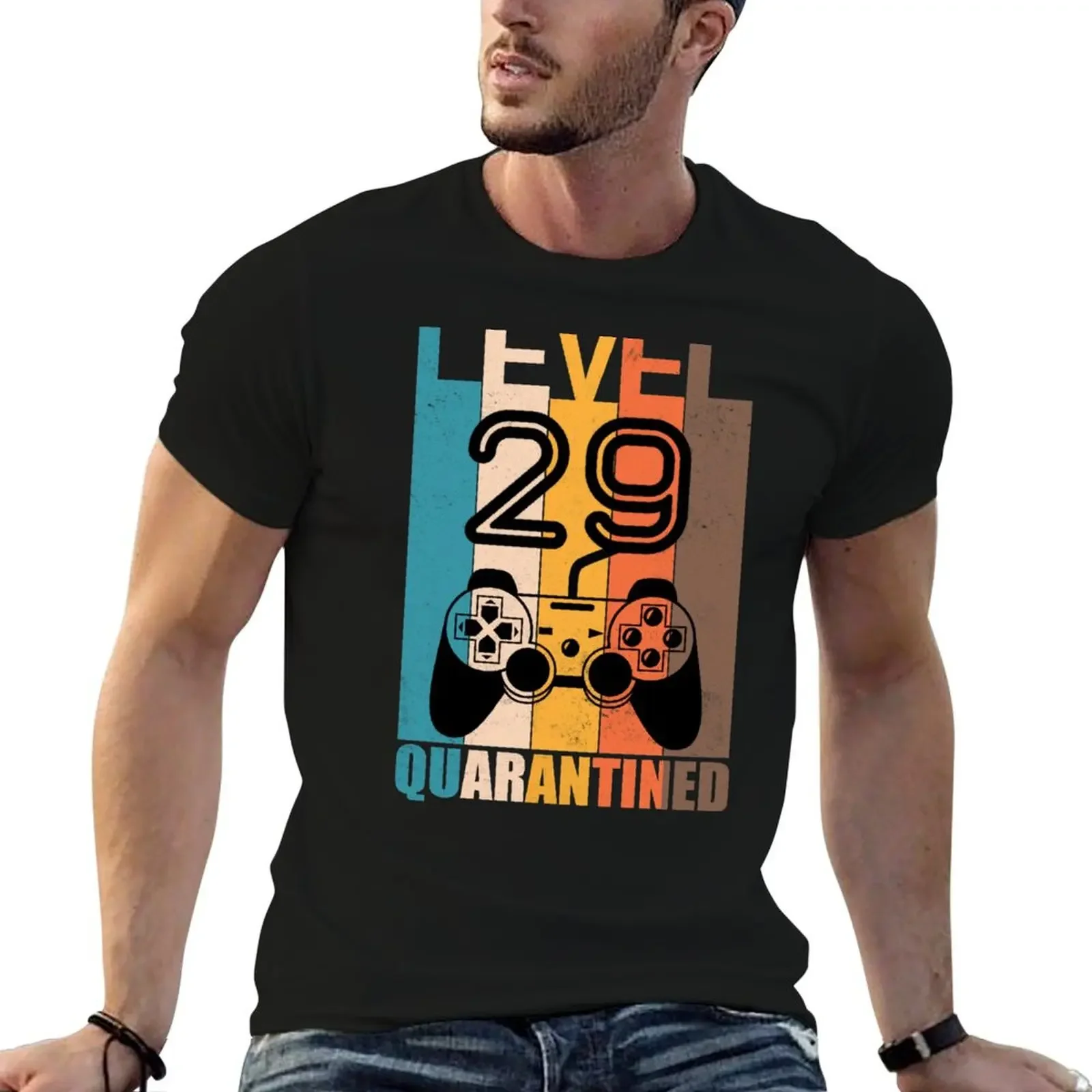 Level 29 quarantined funny 29th birthday gamer gift T-Shirt anime hippie clothes quick-drying plus size clothes t shirts for men