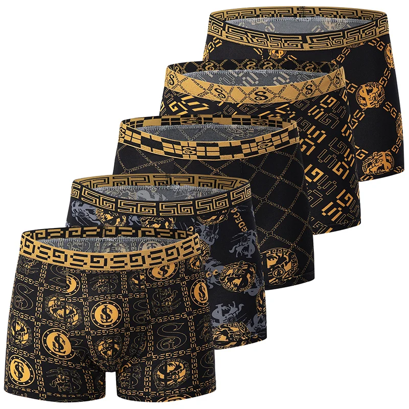 10 Men\'s Boxer Underwear Black Gold Random Soft And Comfortable Skin-friendly Joker Four Seasons Selling Adolescent Shorts