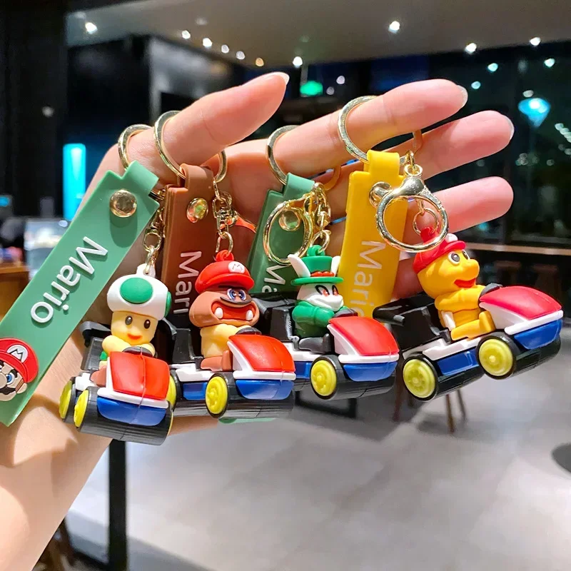 Super Mario Kart Series PVC Keychain Cartoon Anime Figure Luigi Toad Cosplay Pendant Keyring Backpack Decoration Doll Toys Gift