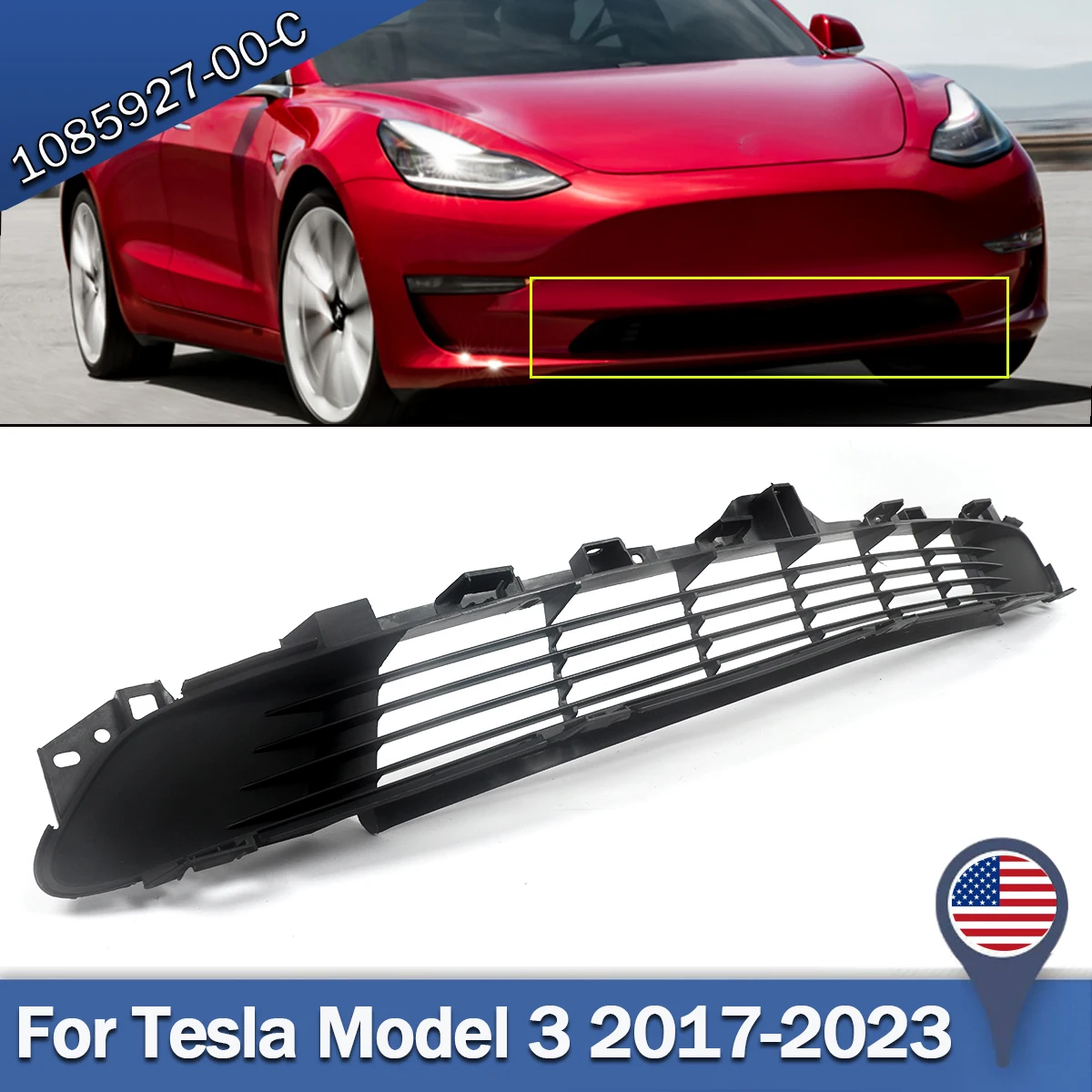 SAIQINGSP For 2017-2023 Tesla Model 3 Front Bumper Lower Grillel Front Bumper Lower Grille Car Accessories Tools