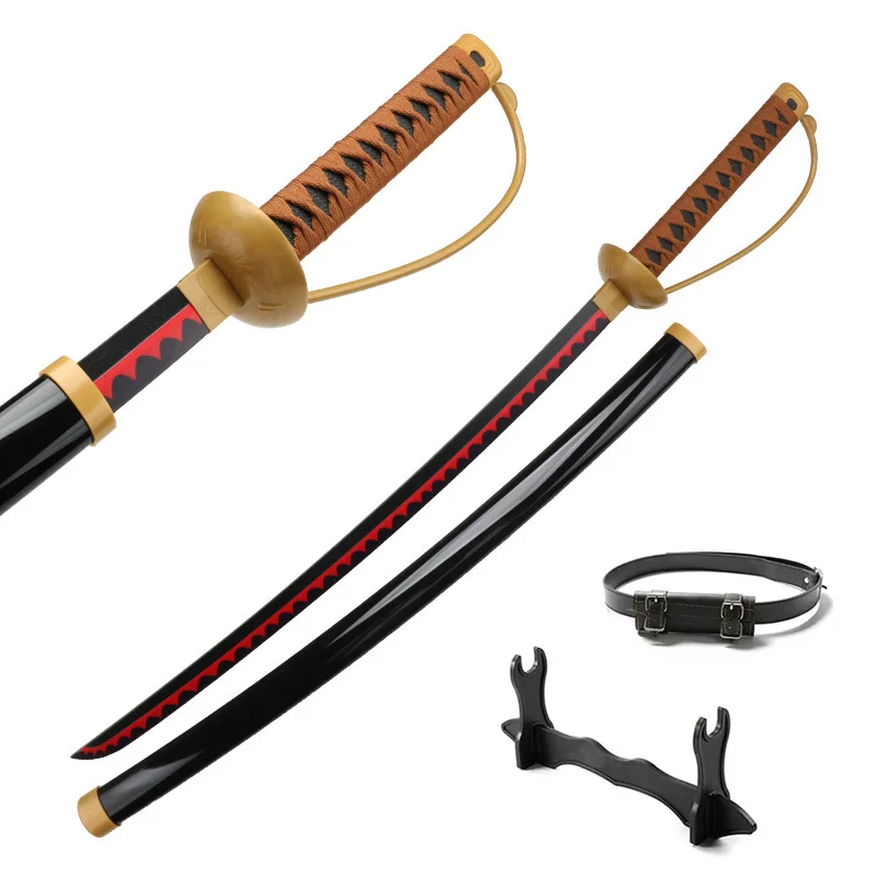 سيف أنيمي كوسبلاي - سيف خشب الساموراي الياباني، آمن للحفلات التنكرية/عرض الرسوم المتحركة، حامل وحزام Sword FreeSword متضمن
