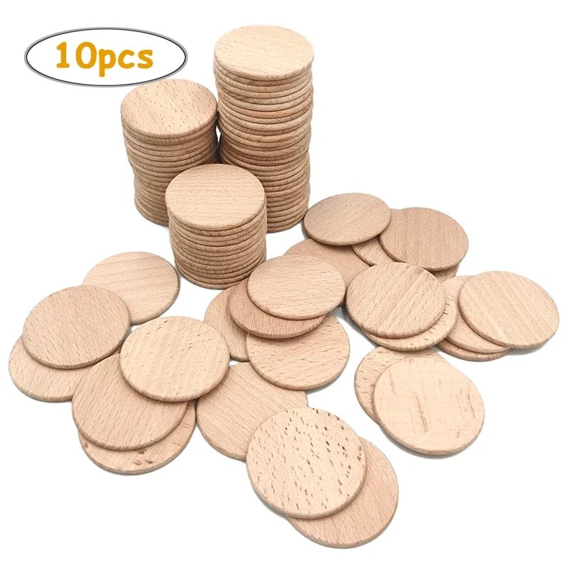 

10pcs 3.8cm Round Wood Coins, Natural Wood Slices Wood Cutout Circles Chips Tokens Reward Coins, for Crafts Projects, Ornaments