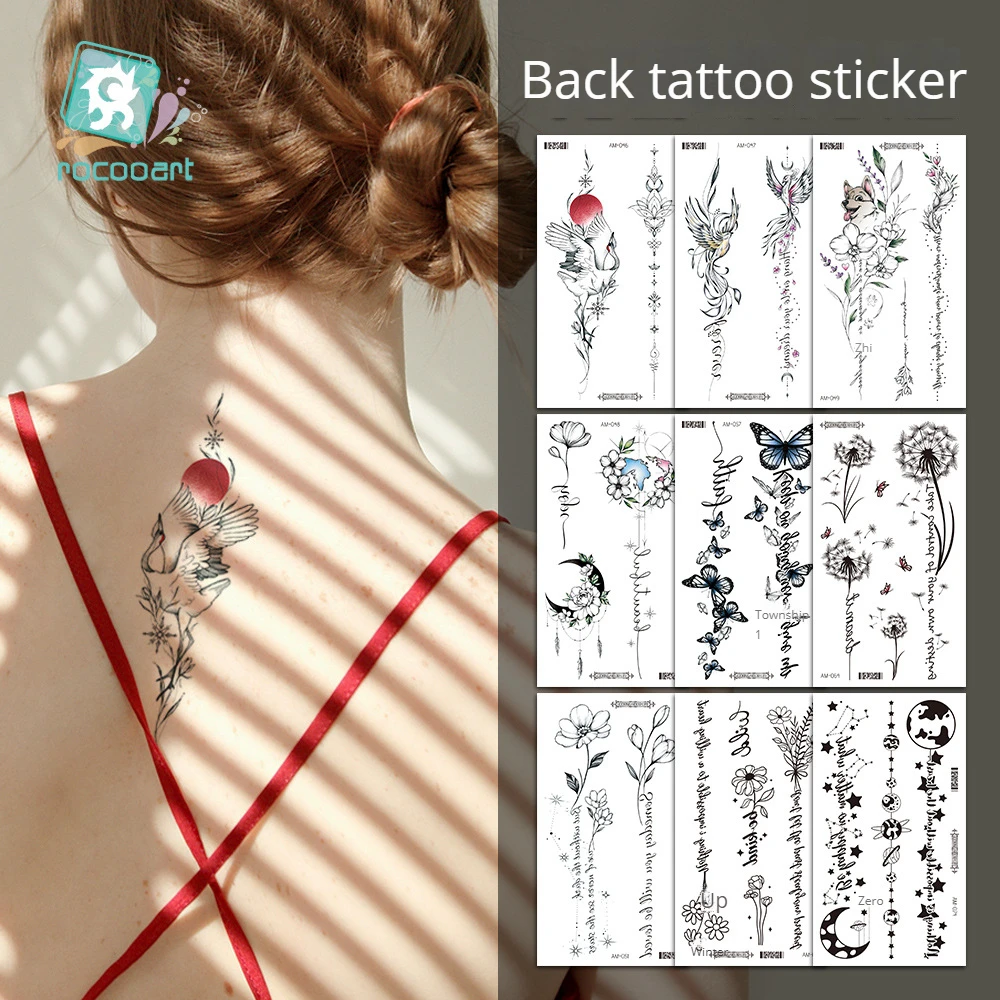 

New Solid Back Tattoo Small Fresh Flower Painting Simulation Temporary Tattoos Sticker Size:160*90mm