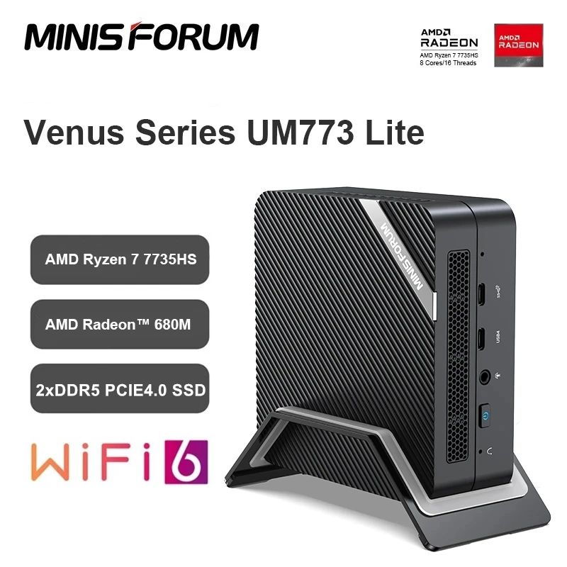 MINISFORUM UM773 UM690 Mini PC AMD Ryzen 7 7735HS Ryzen 9 6900HX 8 Cores Windows 11 Pro DDR5 PCIE4.0 8K USB4.0 PC Gamer Computer