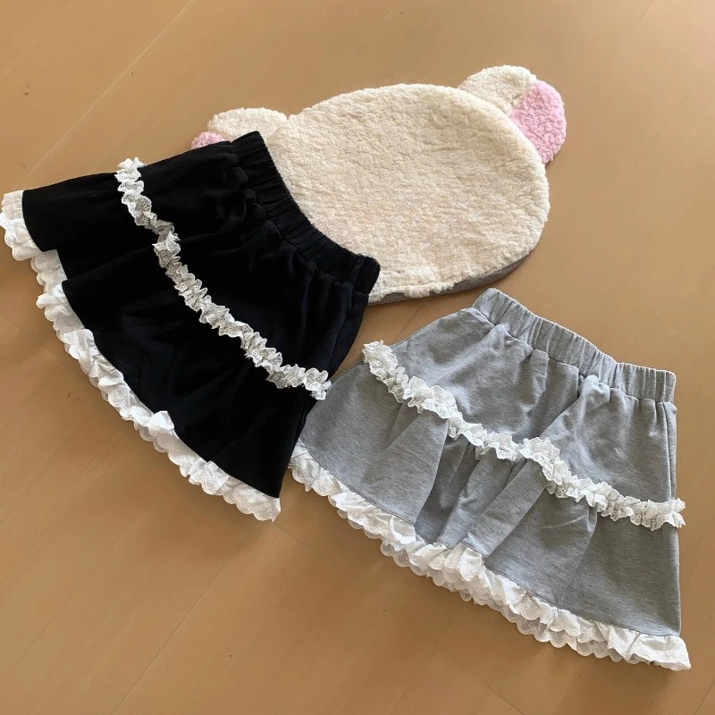 New Japanese Lolita Style Sweet Cute Lace Versatile Daily Wear Two-color Cake Skirt Women's Clothing Short Slimming Mini Skirts