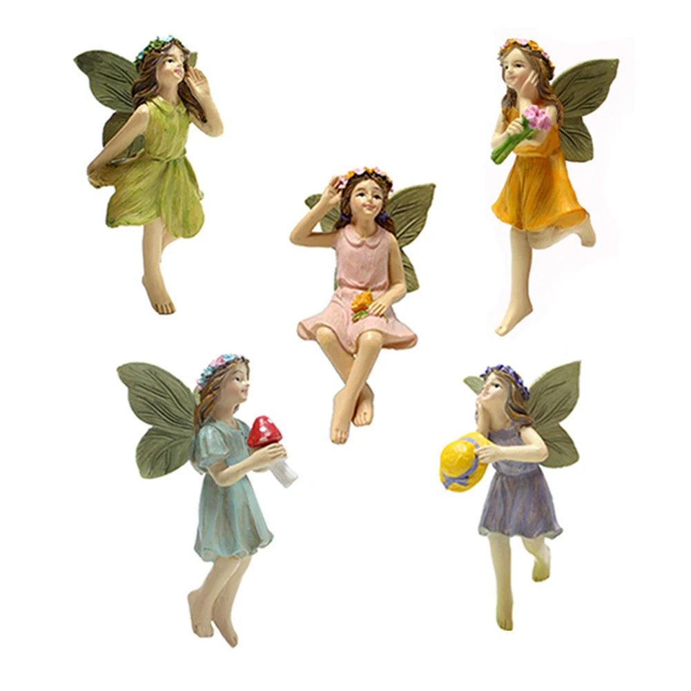 

5 Pcs Fairy Garden Accessories Miniature Fairies Figurines Resin Garden Ornaments Fairy Decor for Outdoor Garden Lawn Home and P