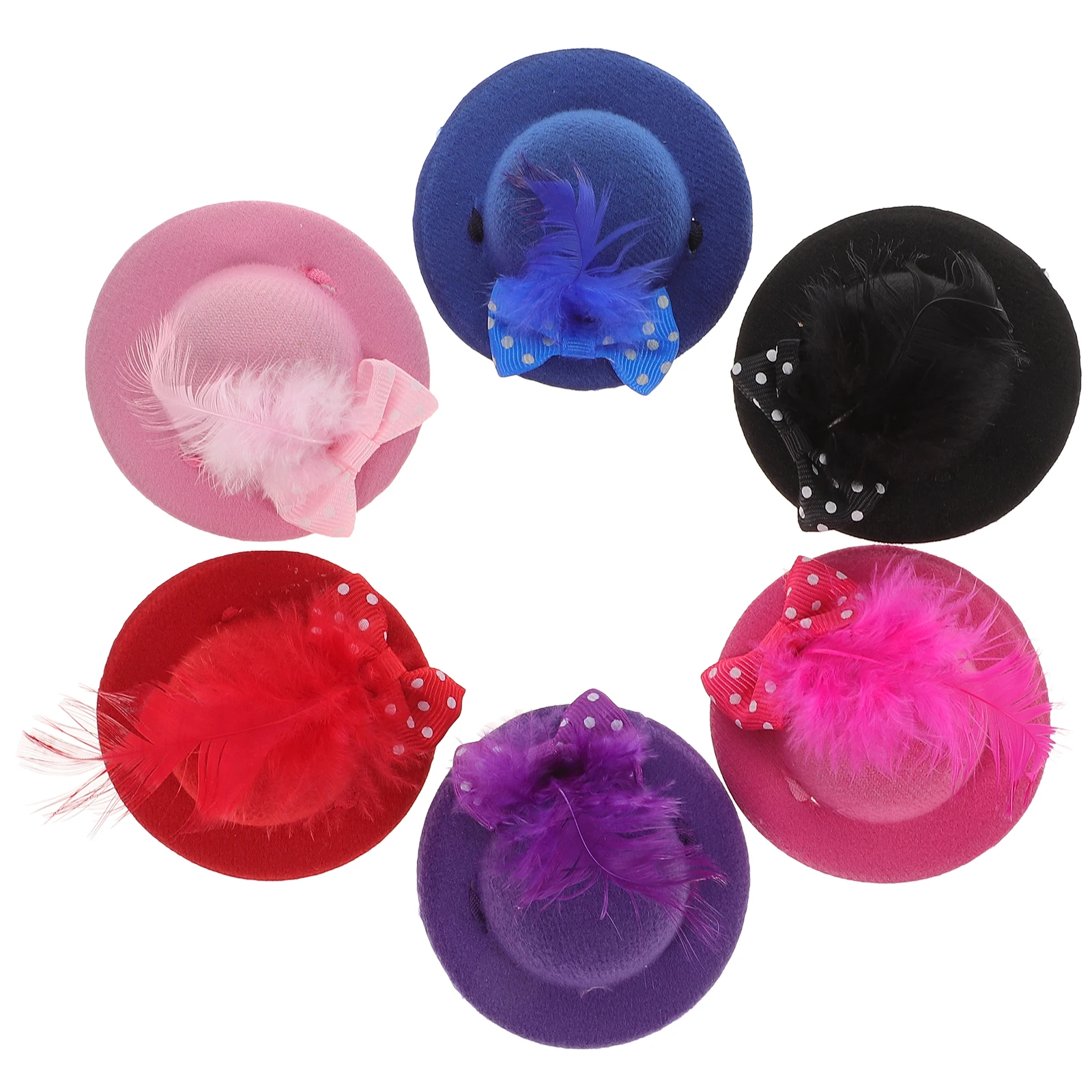 

6 Pcs Mini Hair Accessories Mesh Flower Hat Tiny Top Miniature Dollhouse Hats Crafts Sombrero Hand Knitted Small for