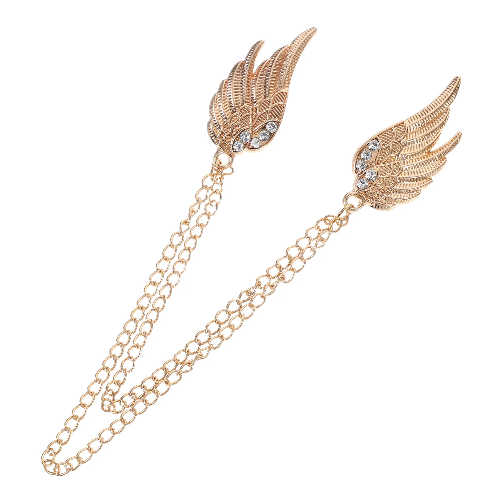 

Angel Wing Tassel Chain Brooch Rhinestone Wings Lapel Pin Crystal Wing Shawl Coat Breastpin For Women Men Suit Accessories Golde