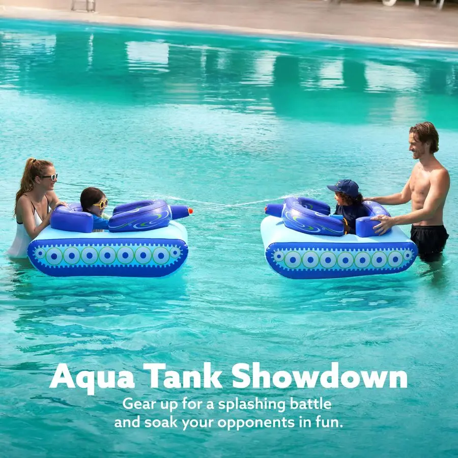 어린이용 풍선 탱크 풀 플로트, 물총이 있는 수영장 플로트, 물싸움 장난감, 여름을 위한 풍선 배틀 놀이