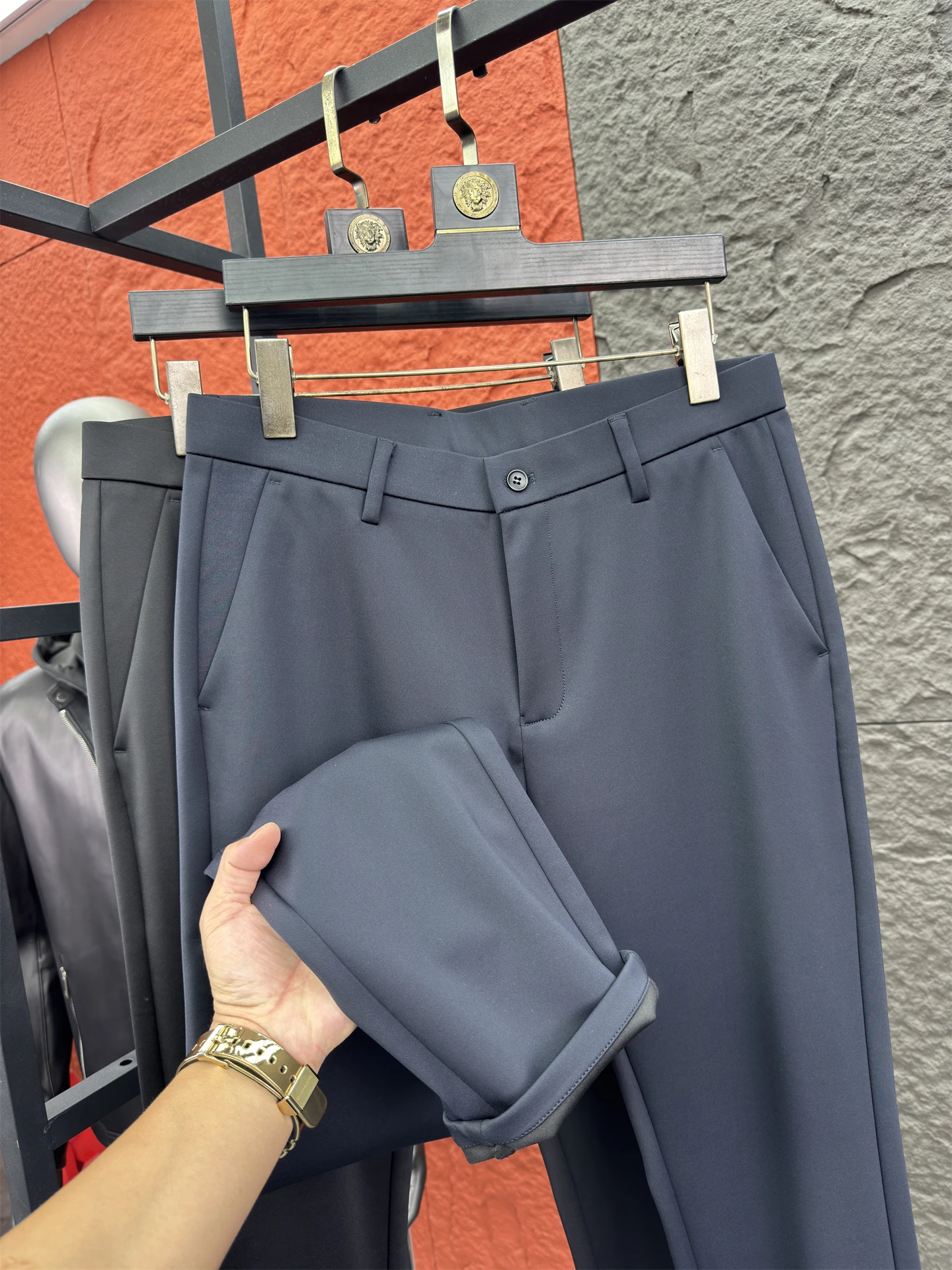 

Svip Men's Comfortable Slim Straight Leg Pants Thiened Cosite Tailoring Autumn Busin Casual Trousers Pure Color