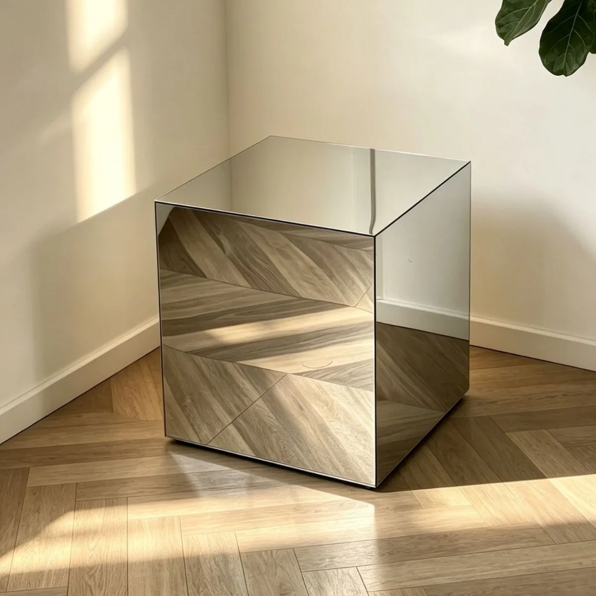 DSA mirror acrylic square coffee table side table simple light luxury bedside table art decoration ornament