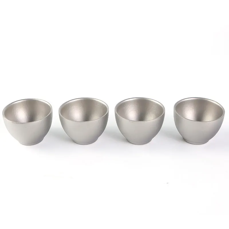 Double-Wall Tea Cup Acid Alkali Resistant Pure Titanium Brewing Tea Cup Multiple People Camping Traveling Drinking Tableware