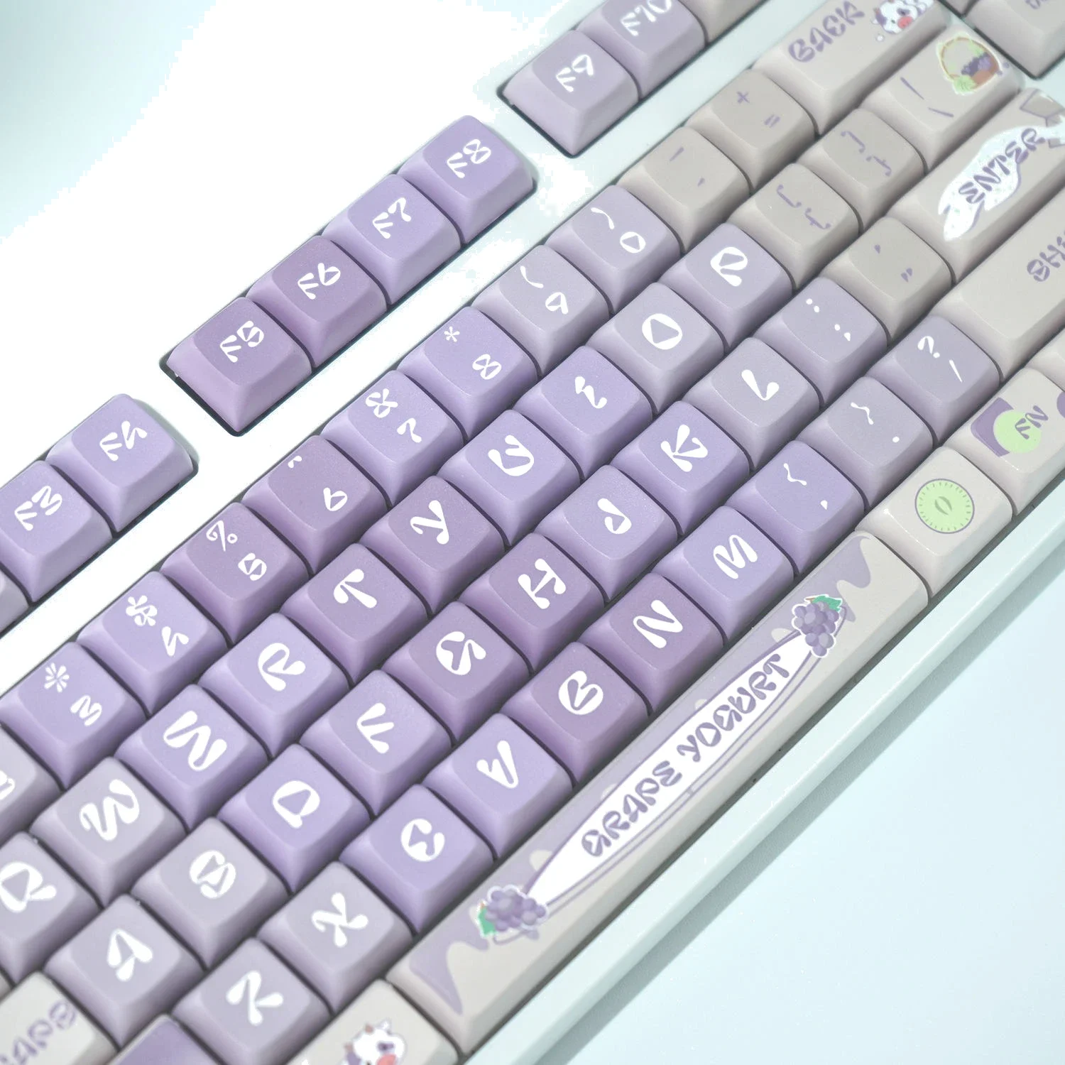 Lilac Yogurt Purple Grape Theme Keycap XDA Height 127 Keys PBT Material Small Full Diy Mechanical Keyboard For Girls Cute Keycap