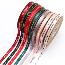 100 yards Custom Brand Printed Satin Silk Ribbon Polyester Grosgrain Ribbon with LOGO for Flowers Gift Packaging Girls Bows
