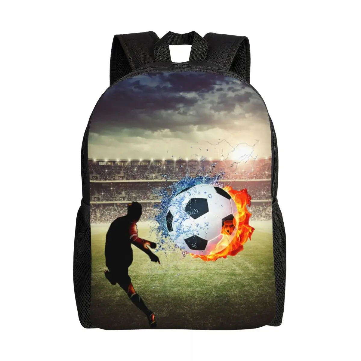 Custom Soccer Balls Lover Football Backpack for Men Women School College Student Bookbag Fits 15 Inch Laptop Sports Gift Bags